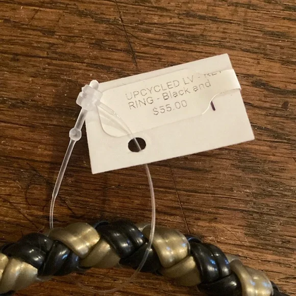 Sandra Ling Upcycled Louis Vuitton Monogram Leather Teardrop Bangle Keychain NWT - Picture 5 of 5